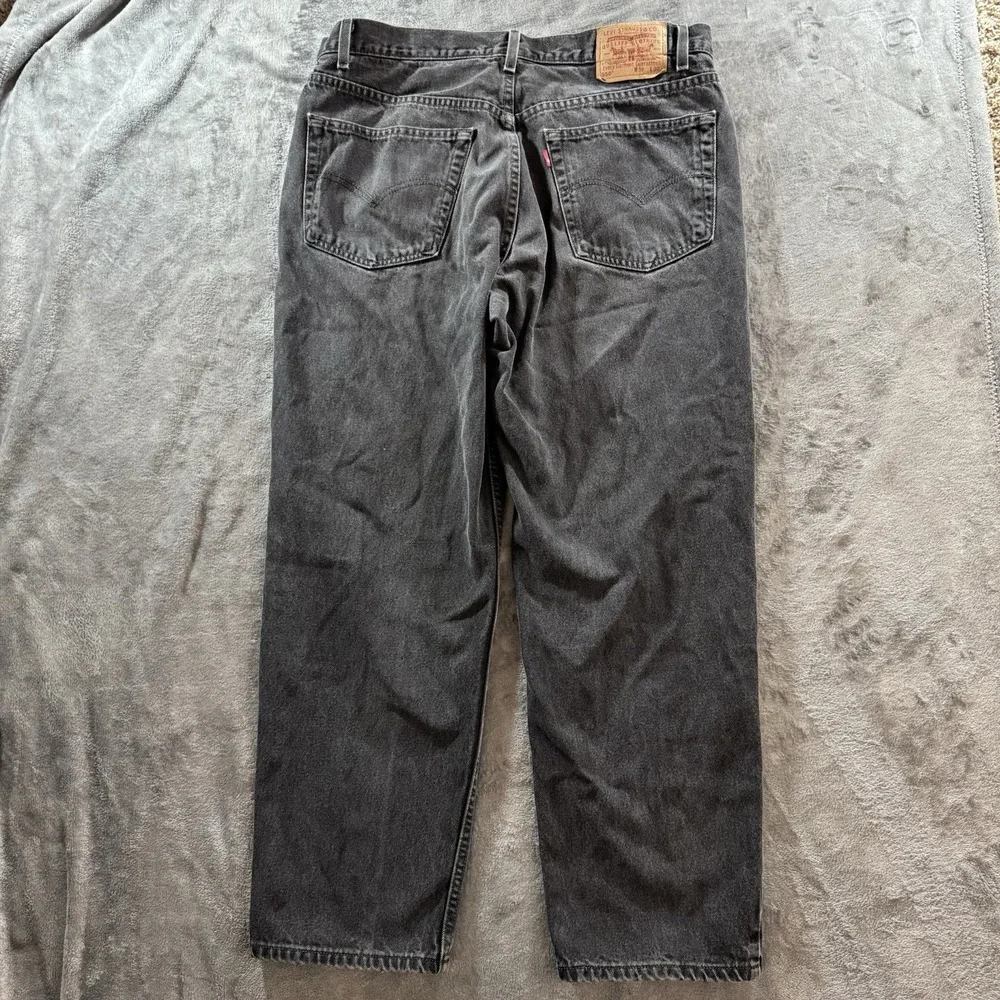Vintage Levis 550 Mens 36x29 Black Denim Relax Tapered Jeans Red Tab Made In USA